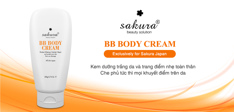 Kem duong trang da va trang diem nhe toan than sakura skin whitening bb body cream