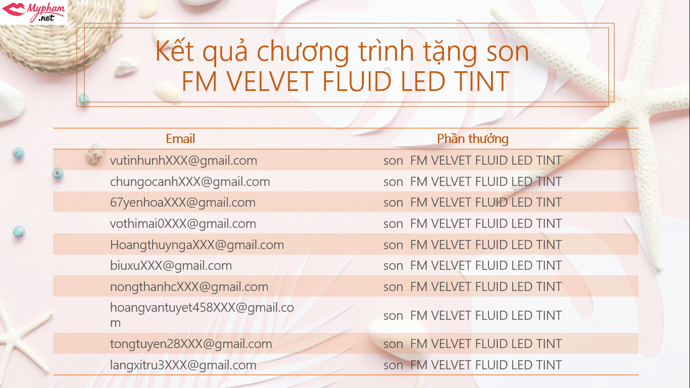 [KẾT QUẢ] MINIGAME tặng son FM VELVET FLUID LED TINT